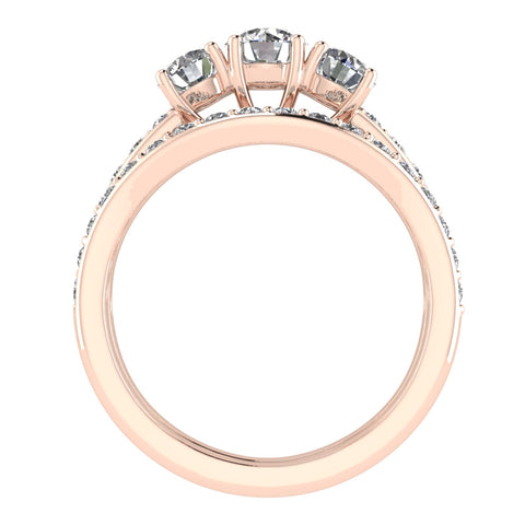 1.50ctw Diamond Three Stone Bridal Set in 10k Rose Gold (G-H, I2-I3)