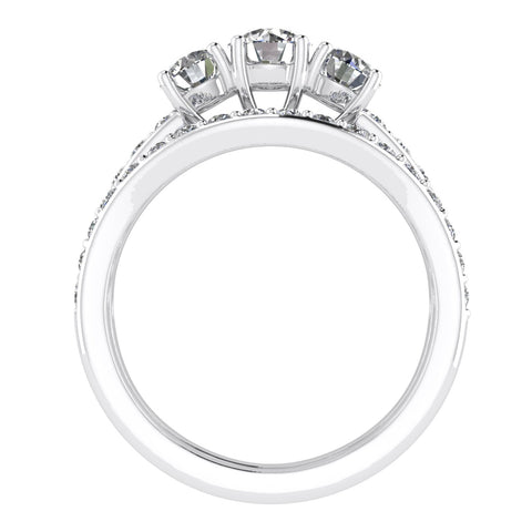 1.50ctw Diamond Three Stone Bridal Set in 10k White Gold (G-H, I2-I3)