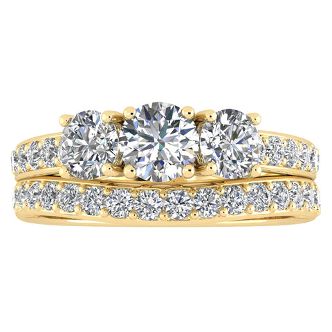 1.50ctw Diamond Three Stone Bridal Set in 10k Yellow Gold (G-H, I2-I3)