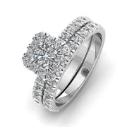 (F/SI) 1.50ctw Diamond Halo Engagement Ring Bridal Set in 10k White Gold