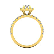 (F/SI) 1.50ctw Diamond Halo Engagement Ring Bridal Set in 10k Yellow Gold