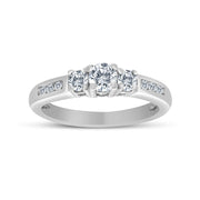 1/2 Carat TW Diamond Three Stone Engagement Ring in 10k White Gold