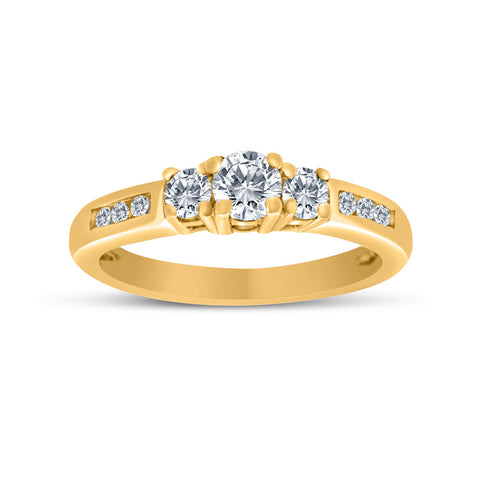 1/2 Carat TW Diamond Three Stone Engagement Ring in 10k Yellow Gold