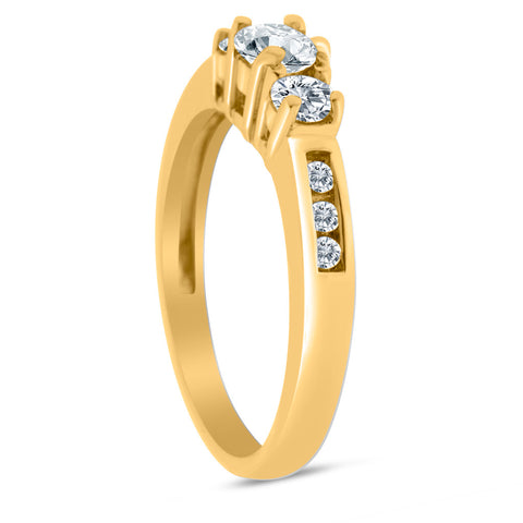 1/2 Carat TW Diamond Three Stone Engagement Ring in 10k Yellow Gold