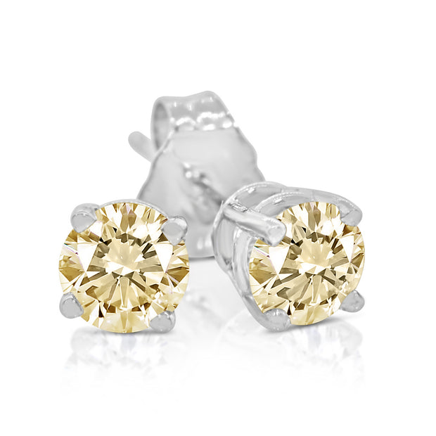1.00ct TW Certified Round Diamond Stud Earrings 14k White Gold