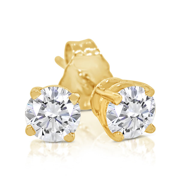 5/8ct tw Round Diamond Stud Earrings within 14k Yellow Gold