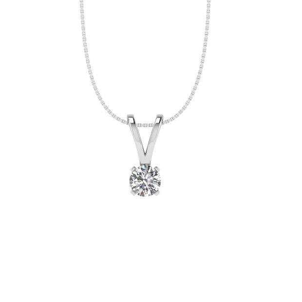 5/8 Carat TW Round Diamond Solitaire Pendant Necklace in 14k White Gold (G-H, I1)