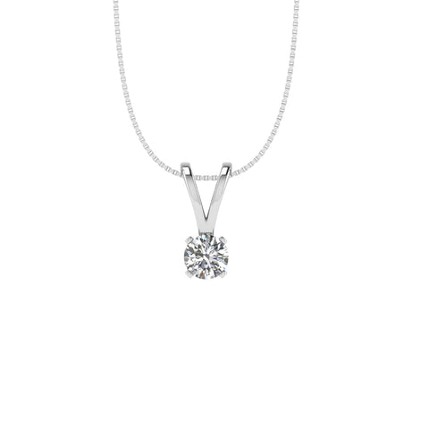 1/5ct tw Diamond Solitaire Pendant in 14k White Gold (G-H, I1-I2, 18 inches)
