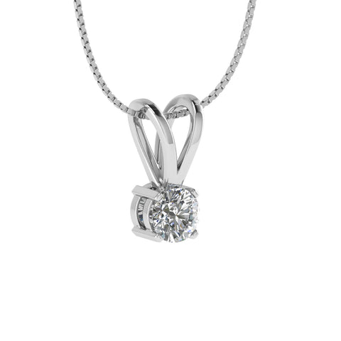 Diamond Solitaire Necklace 1/4 ct tw Round-cut 10K White Gold 18