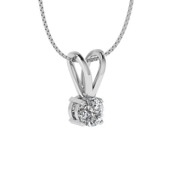 1/3ct tw Diamond Solitaire Pendant Necklace in 14k White Gold (G-H, I1)