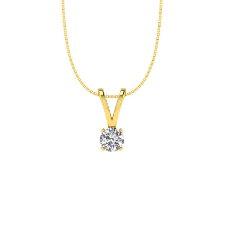 3/8 Carat TW Round Diamond Solitaire Pendant Necklace in 14k Yellow Gold (G-H, I1)