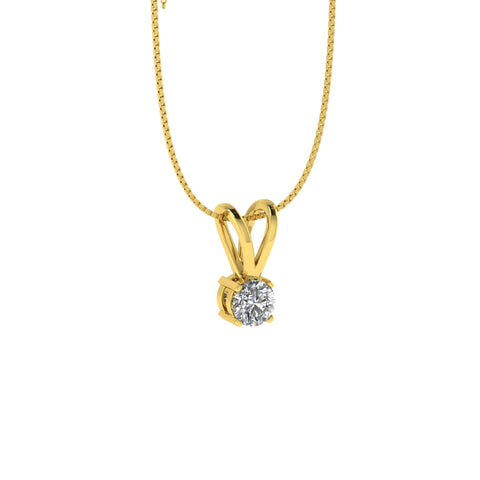 1/4ct tw Diamond Solitaire Pendant Necklace in 14k Yellow Gold (G-H, I1)