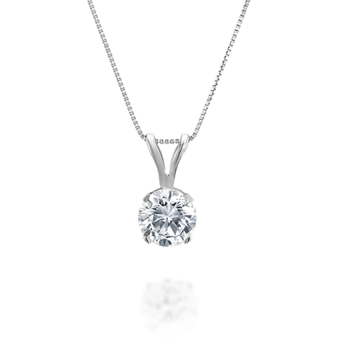 1/4ct tw Diamond Solitaire Pendant Necklace in 14k White Gold (G-H, I1)