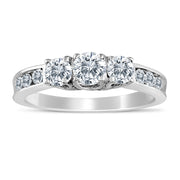 1.00 Carat TW Diamond Three Stone Engagement Ring in 10k White Gold (G-H Color, I2-I3 Clarity)