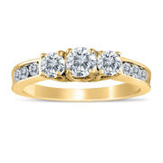 1.00 Carat TW Diamond Three Stone Engagement Ring in 10k Yellow Gold