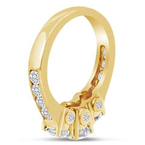 2.00 Carat TW Diamond Three Stone Engagement Ring in 14k Yellow Gold (G, I1)