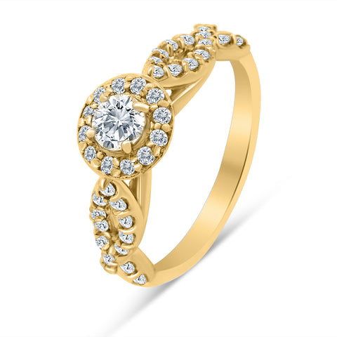 3/4ctw Diamond Infinity Engagement Ring in 10k Yellow Gold (J-K, I2-I3)