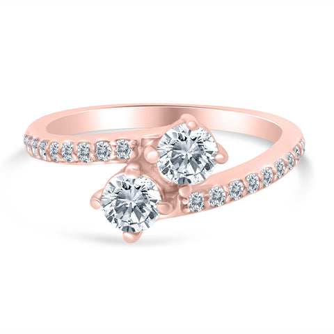 5/8ctw Diamond Two Stone Engagement Ring in 10k Rose Gold (J-K, I2-I3)