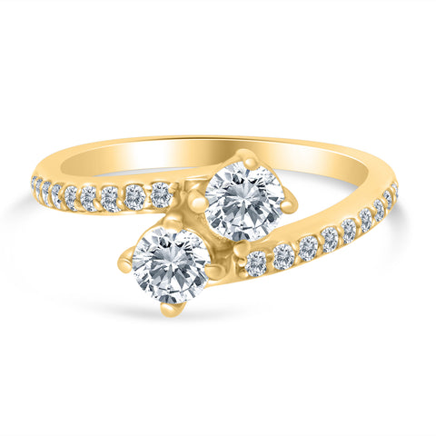 5/8ctw Diamond Two Stone Engagement Ring in 10k Yellow Gold (J-K, I2-I3)