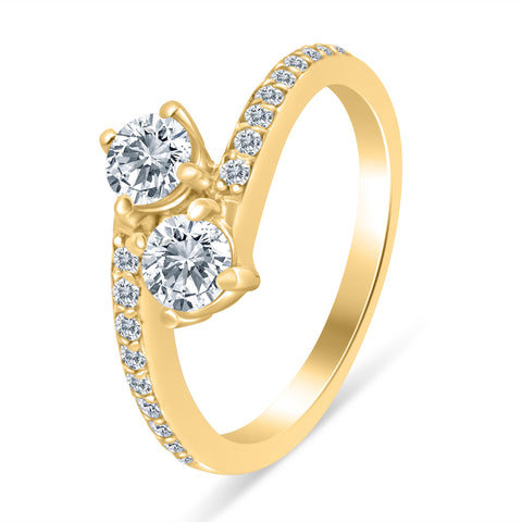1.00ctw Diamond Two Stone Engagement Ring in 14k Yellow Gold (J-K, I2-I3)