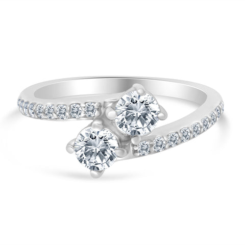 5/8ctw Diamond Two Stone Engagement Ring in 10k White Gold (J-K, I2-I3)