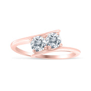 1/2ctw Diamond Two Stone Solitaire Engagement Ring in 10k Rose Gold (J-K, I2-I3)