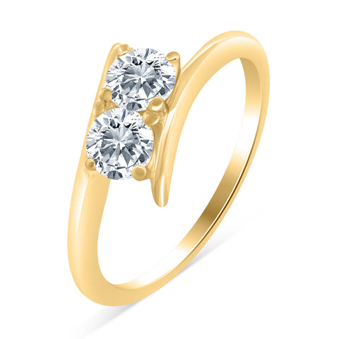 1/2ctw Diamond Two Stone Solitaire Engagement Ring in 10k Yellow Gold (J-K, I2-I3)