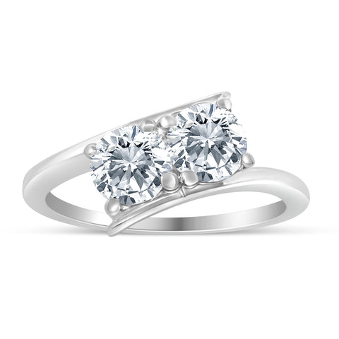 1.00ctw Diamond Two Stone Solitaire Engagement Ring in 14k White Gold (J-K, I2-I3)