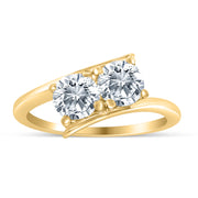1.00ctw Diamond Two Stone Solitaire Engagement Ring in 14k Yellow Gold (J-K, I2-I3)
