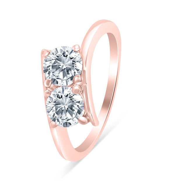 1.00ctw Diamond Two Stone Solitaire Engagement Ring in 14k Rose Gold (J-K, I2-I3)