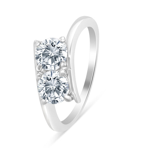 1.00ctw Diamond Two Stone Solitaire Engagement Ring in 14k White Gold (J-K, I2-I3)