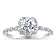 3/4ctw Diamond Halo Engagement Ring in 10k White Gold (J-K, I2-I3)