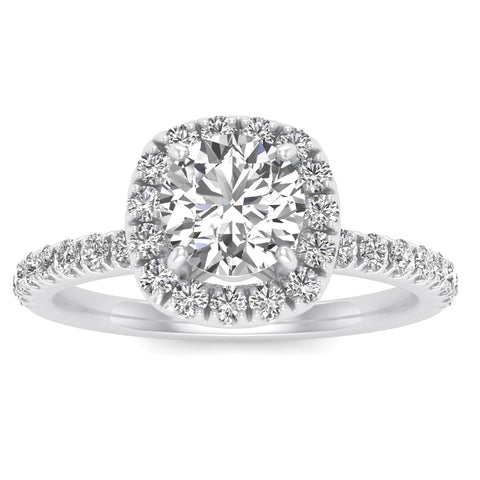 1.00ctw Diamond Halo Engagement Ring in 14k White Gold (J-K, I2-I3)