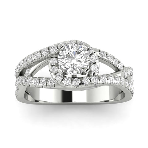 3/4 Carat TW Diamond Halo Engagement Ring in 10k White Gold (J-K, I2-I3)