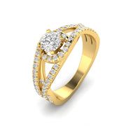 3/4 Carat TW Diamond Halo Engagement Ring in 10k Yellow Gold (J-K, I2-I3)