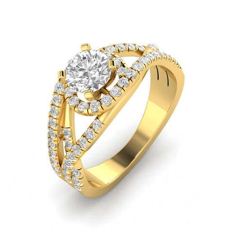 1.00ctw Diamond Halo Engagement Ring in 14k Yellow Gold (J-K, I2-I3)