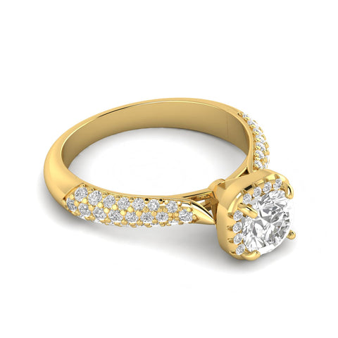 1.00ctw Diamond Halo Engagement Ring in 10k Yellow Gold (J-K, I2-I3)
