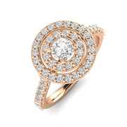 3/4ctw Diamond Halo Engagement Ring in 10k Rose Gold (J-K, I2-I3)