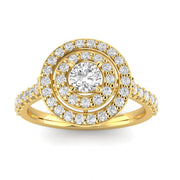 3/4ctw Diamond Halo Engagement Ring in 10k Yellow Gold (J-K, I2-I3)