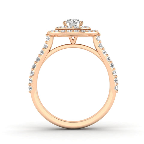 1.00ctw Diamond Halo Engagement Ring in 10k Rose Gold (J-K, I2-I3)