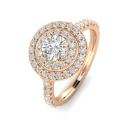 1.00ctw Diamond Halo Engagement Ring in 10k Rose Gold (J-K, I2-I3)