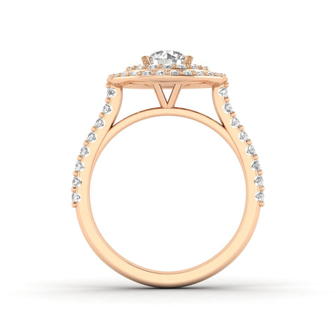 1.25ctw Diamond Halo Engagement Ring in 14k Rose Gold (K-L, I2- I3)