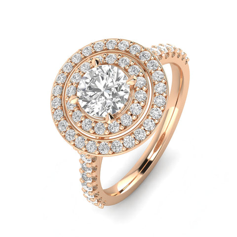 1.25ctw Diamond Halo Engagement Ring in 14k Rose Gold (J-K, I2- I3)