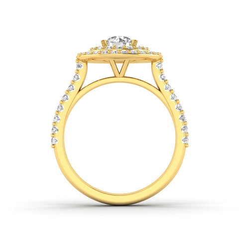1.25ctw Diamond Halo Engagement Ring in 14k Yellow Gold (K-L, I2- I3)