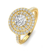 1.25ctw Diamond Halo Engagement Ring in 14k Yellow Gold (J-K, I2- I3)