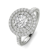 1.25ctw Diamond Halo Engagement Ring in 14k White Gold (K-L, I2- I3)