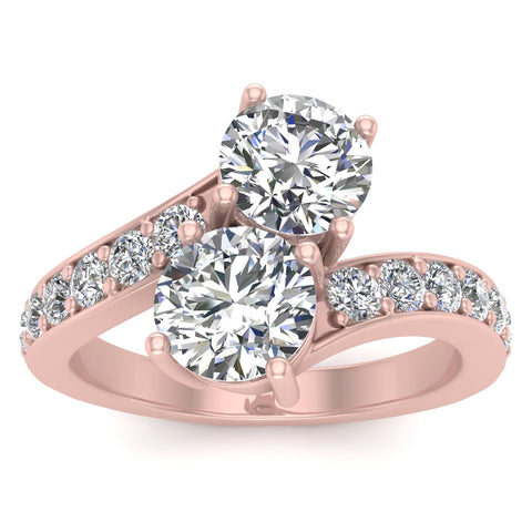 1.50ctw Diamond Two Stone Ring in 14k Rose Gold (J-K, I2-I3)