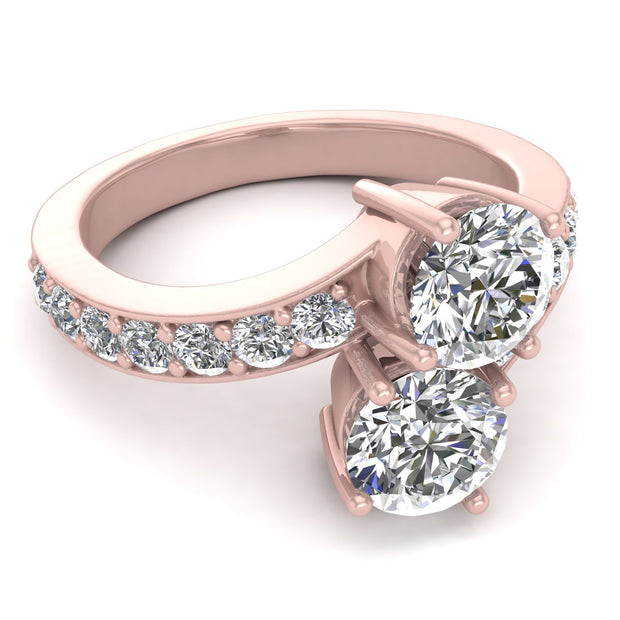 1.50ctw Diamond Two Stone Ring in 14k Rose Gold (J-K, I2-I3)