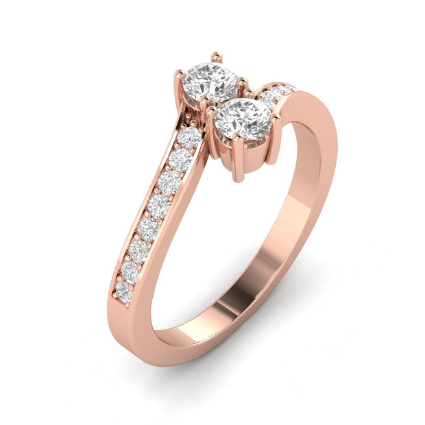 3/4 Carat TW Diamond Two Stone Ring in 10k Rose Gold (K-L, I2-I3)