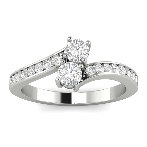 3/4 Carat TW Diamond Two Stone Ring in 10k White Gold (J-K, I2-I3)